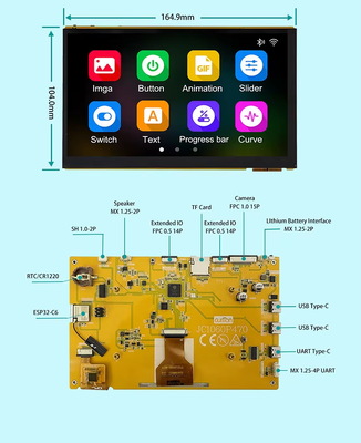 صفحه نمایش LCD 7 اینچ 1024x600 IPS ESP32 P4 صفحه توسعه صفحه نمایش لمسی ظرفیتی ESP32-C6 برای Arduino